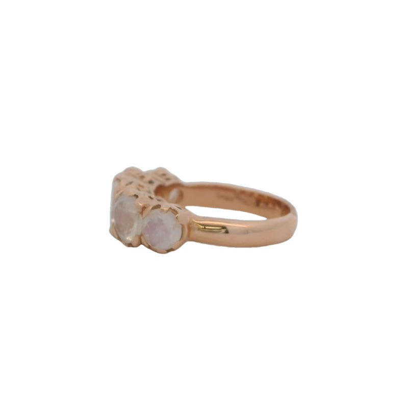 Nava Zahavi Solid 14kt Rose Gold Labradorite 5-Stone 8mm Wide Graduated Cocktail Ring Size 7