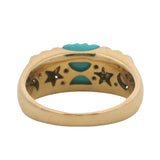 Le Vian 14kt Yellow Gold Carved Turquoise Diamond Ridged Cocktail Ring Size 7