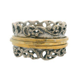 Paz Creations Solid 925 Sterling Silver and Gold Plate Lace Pattern 3 Spinner Ring Size 9