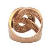 Le Vian Solid 14kt Rose Gold Cognac and White Diamonds Loop Knot Cocktail Ring Size 7