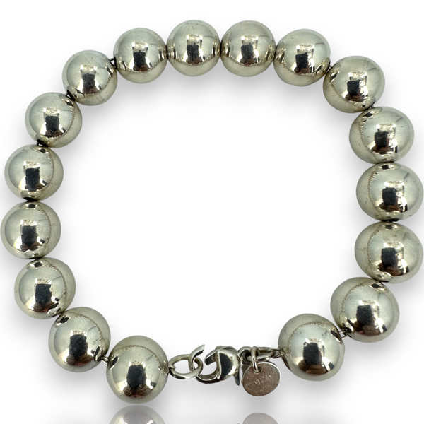Tiffany & Co Beaded 925 Sterling Silver 10mm Beaded Ball Bracelet