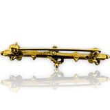 Victorian Era Etruscan Revival Natural Persian Turquoise Bar Pin 14k Gold Handmade