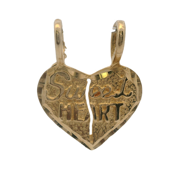 Solid 14kt Yellow Gold Double Bail Sweet Heart Love Necklace Pendant