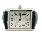 Cartier Tank Extra Large 4324 31mm Silver Dial Black Leather Strap Watch B&P
