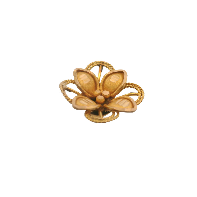 Solid 18kt Yellow Gold Floral Threader Flower 9.4mm Earrings