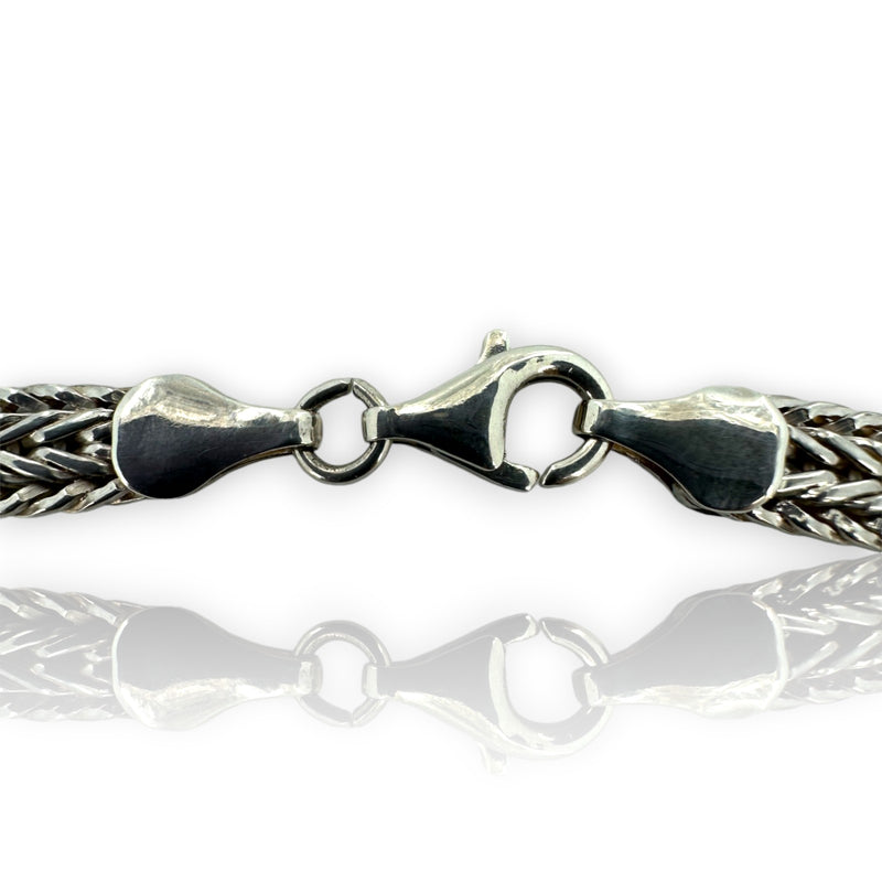 Didae Shablool 1980s 925 Sterling Silver and 14kt Yellow Gold Herringbone Chain 18" Medal Necklace Made in Israel