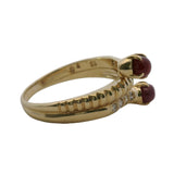 14kt Yellow Gold Cabochon Ruby Spiral Bypass Ring With Accent Diamonds Size 8.5