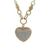 EFFY D'Oro Solid 14kt Yellow Gold and Pavé Diamond Cluster 0.75ctw Heart Pendant Necklace 21.5"