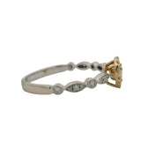 Modani Solid 18kt 2-Tone Gold Fancy Yellow Heart Diamond Solitaire with Accent Diamonds Size 8