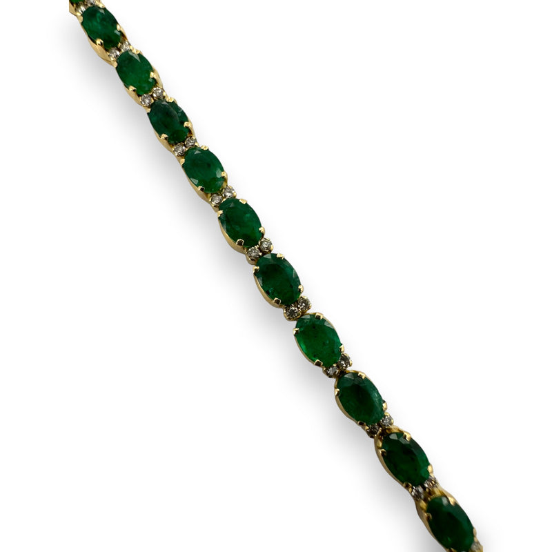 Emerald and Diamond 7.5" Tennis Bracelet 14kt Yellow Gold