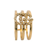 Gucci Italian Retired Solid 18kt Yellow Gold and Diamond GG Running Logo Ring Size 6