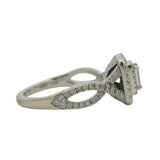 Neil Lane Solid 14kt White Gold 1ctw Emerald Cut Diamond Double Halo Twist Solitaire Ring Size 7