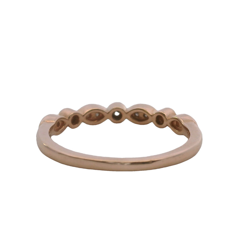 Solid 10kt Rose Gold and 0.11ctw Diamond Accent Wedding Band Ring
