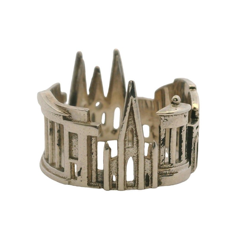 Anillo gótico de paisaje urbano de Edimburgo en plata de ley 925 de Shekht, talla 6,5