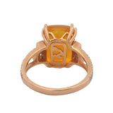 Retired EFFY Solid 14kt Rose Gold Pregnant Fire Opal and Diamond Cocktail Ring Size 7