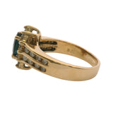 1980s Benham Jewelry Solid 14kt Yellow Gold Ring with Sapphire Centerand Diamond Halo and Accent Sides Size 6