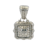 Sarda 925 Sterling Silver Square Nugget and Milgrain 1.5x0.9" Pendant