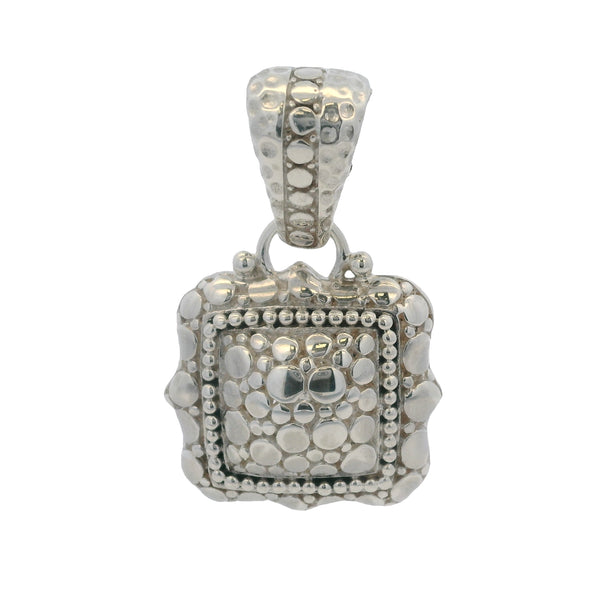 Sarda 925 Sterling Silver Square Nugget and Milgrain 1.5x0.9" Pendant