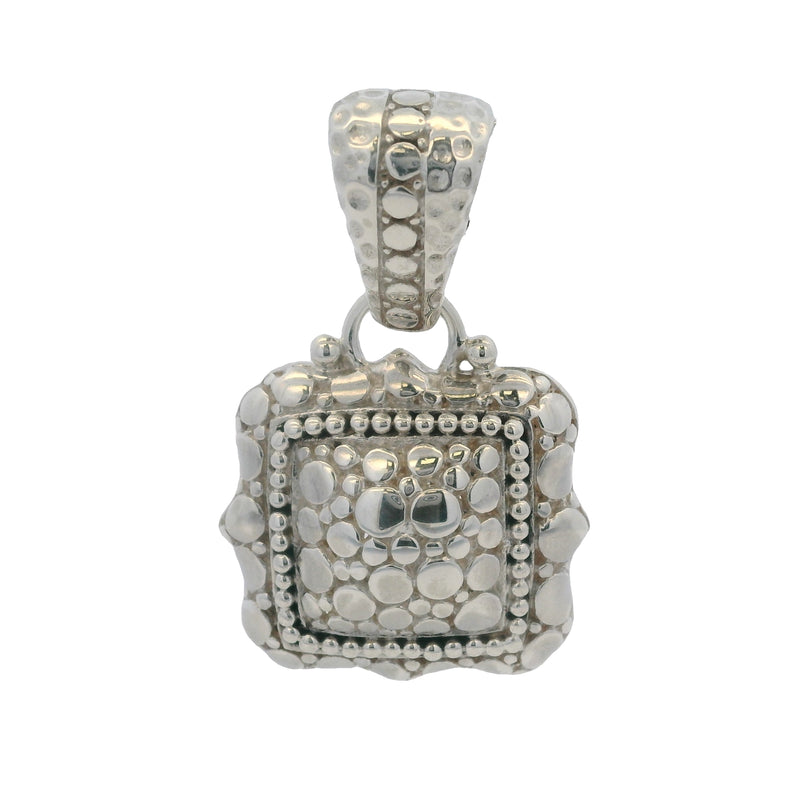 Sarda 925 Sterling Silver Square Nugget and Milgrain 1.5x0.9" Pendant