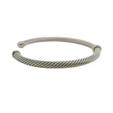 David Yurman 925 Sterling Silver Cable Flex Station Bracelet with Diamonds Size M 6.5