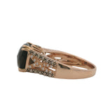 LeVian Solid 14kt Rose Gold Smoky Quartz and Diamond Cocktail Ring Size 8