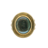 Vintage Solid 18kt Yellow Gold and Cabochon Blue Topaz Cocktail Ring Size 5.5