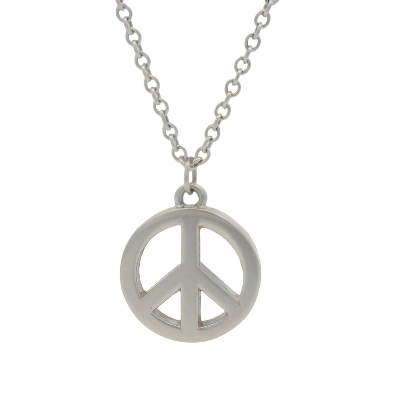 Retired Authentic Tiffany & Co Solid 925 Sterling Silver Mini Peace Sign 16.5" Necklace