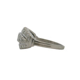 Vintage 1940-50s Platinum Baguette and Round Diamond Graduated Cocktail Ring Size 7