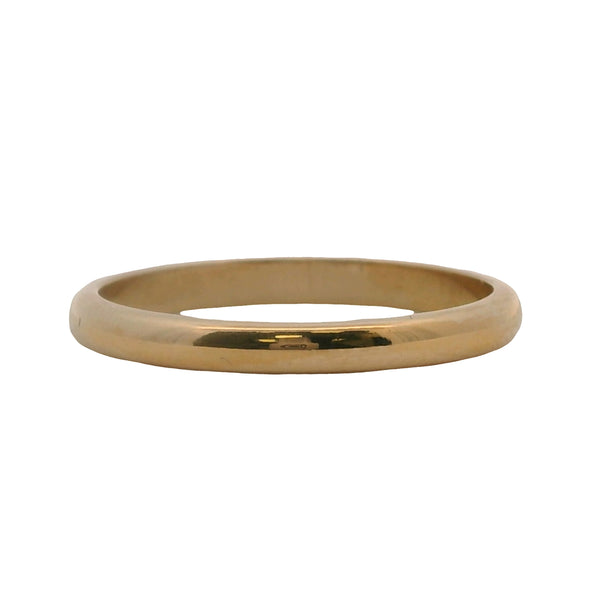 Vintage Solid 14kt Yellow Gold 2.3mm Thin Stackable Wedding Band Ring Size 6.75