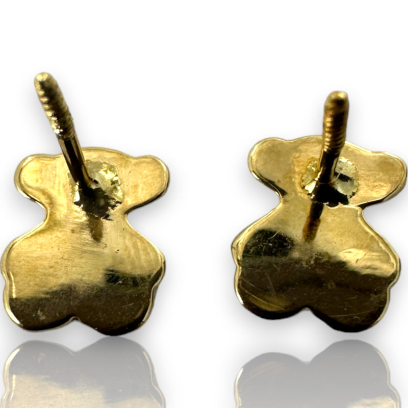 Kids 10k Solid Yellow Gold Teddy Bear Screw-Back Dainty Small Stud Earrings with 18k Earring Backs (1)