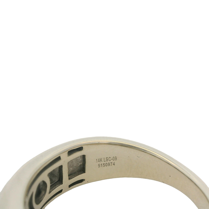 The Leo Retired Men's Solid 14kt White Gold and Diamond Geometric 3-Stone Band Ring Size 10.5