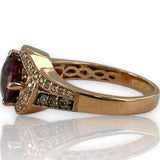 LeVian Solid 14kt Solid Rose Gold and Purple Garnet (Umbalite) Ring with Champagne and White Vanilla Diamond Accents Size 7