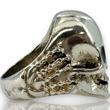 Vintage 1986 G&S Collectable 925 Sterling Silver Skull and Bones Heavy Biker Ring Size 9