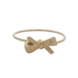 Solid 14kt Yellow Gold Dainty Thin Dotted Bow Ring Size 7