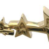 Solid 14kt Yellow Gold and Diamonds 3 Stars Celestial 1.4" Long Brooch Pin