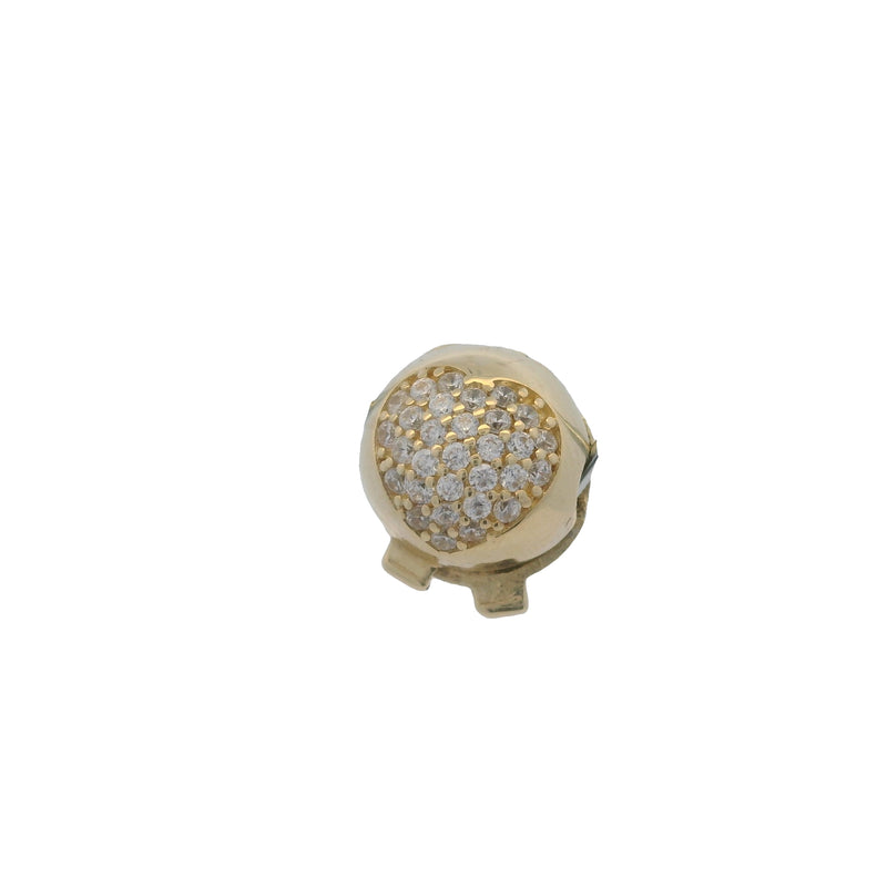 Charm de clip redondo con forma de corazón de oro amarillo macizo de 14 kt y circonitas cúbicas
