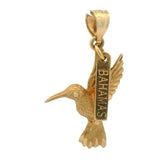 Solid 14kt Yellow Gold Hummingbird Bahamas Dangle Charm Pendant