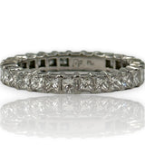 Vintage M Fisher CO 1980s Solid Platinum and Princess Cut Diamond 3mm Eternity Band Size 6.5 Ring