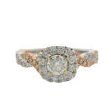 Neil Lane 14k Rose and White Gold Diamond Halo Twist Band Engagement Ring Size 4
