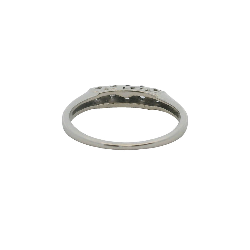 Vintage 1950s Polishook & Son 14kt White Gold and Diamond 3mm Wedding Band Ring Size 6.25