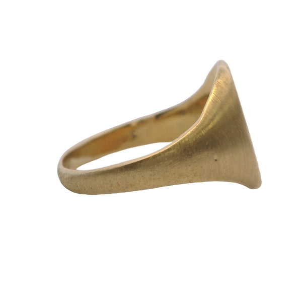 Vintage Solid 14kt Yellow Gold Blank Satin Finish Sides Signet Ring Size 6.5