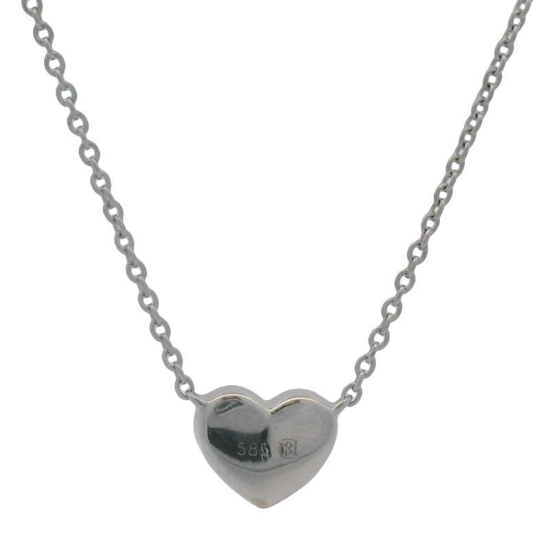 Blue Nile 14kt White Gold Mini Diamond Heart Station Pendant 16" Necklace
