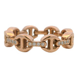 Hoorsenbuhs Solid 18kt Rose Gold and Diamond Chain Dame Tri-Link Band Ring Sz 8