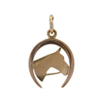 Vintage Solid 14kt Rose and Yellow Gold Horse Horseshoe Good Luck Charm Pendant