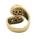Solid 18kt Yellow Gold and VS 2ctw Diamond Large Heart Bypass Statement Ring Size 6.5
