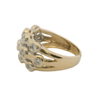 SBT Solid 14kt Yellow Gold and Bezel Set Diamond 3-Row Bubble Ring Size 7