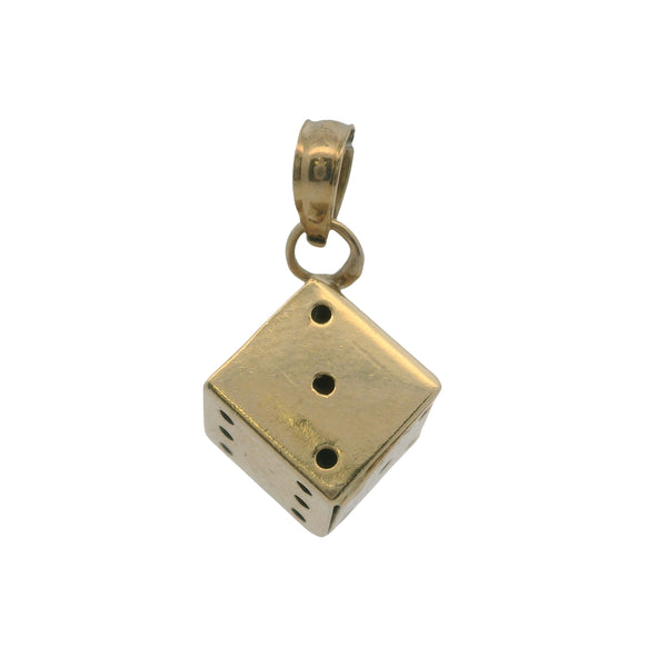 14kt Yellow Gold 8mm Wide 6-Sided Die Game Gambling Pendant