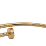 Cartier Small Model Juste un Clou Nail Bangle Bracelet in 18kt Yellow Gold Size 17 6.7"