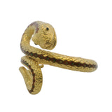 Vintage 1960-80s Solid 18kt Yellow Gold and Enamel 3D 64g Coiled Snake Hinged Bangle Bracelet