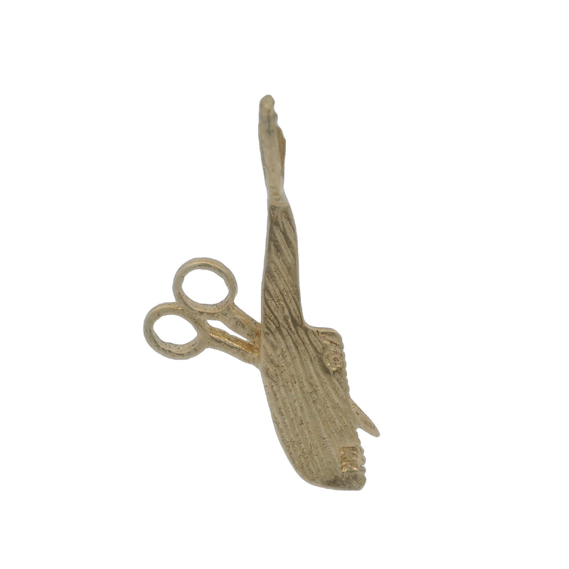 Vintage Michael Anthony 14kt Yellow Gold Comb and Scissors Hairdresser Charm Pendant